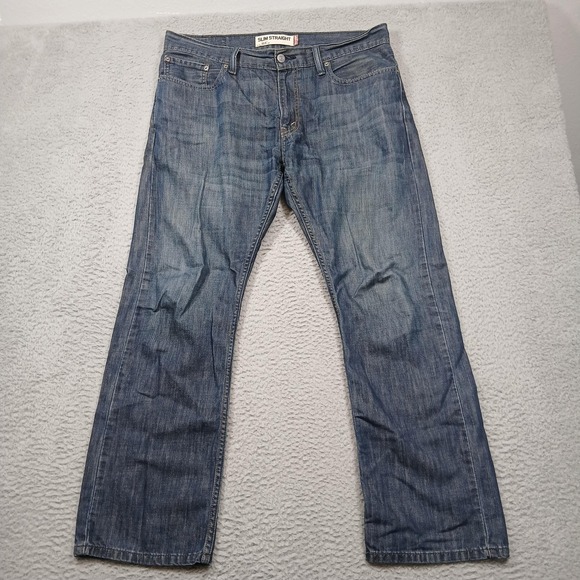 Levi's 514 Jeans Mens 34x29 Blue Denim Slim Straight Mid Rise Cotton 5 Pocket - Picture 1 of 9